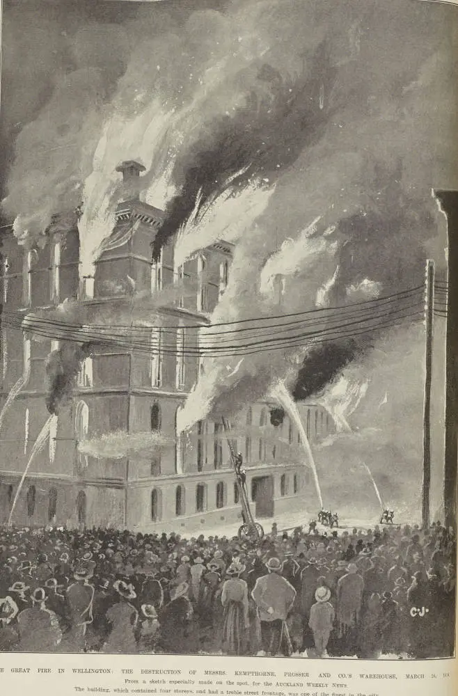 The great fire in Wellington: the destruction of Messrs. Kempthorne, Prosser and Co.’s warehouse, March 24, 1904