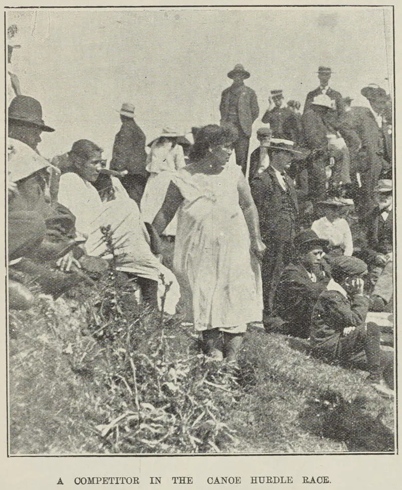 A competitor in the canoe hurdle race