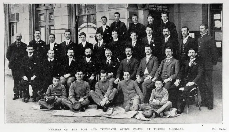 Members of the Post and Telegraph Office staffs, at Thames, Auckland