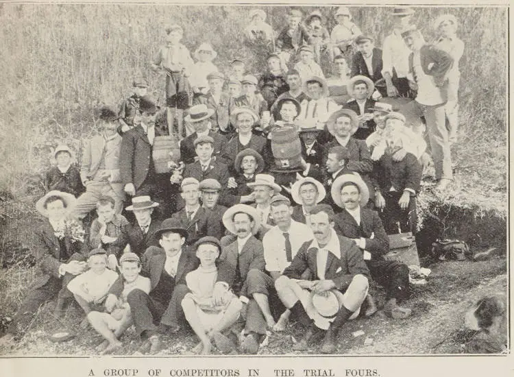 A group of competitors in the trial fours