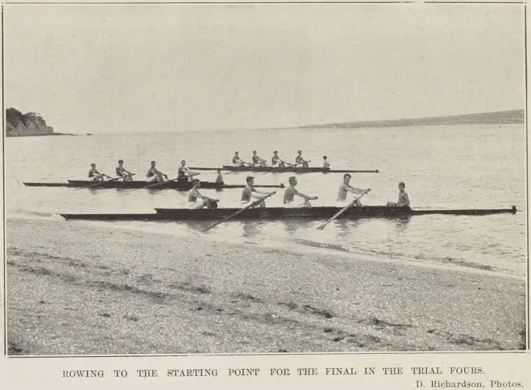 Rowing to the starting point for the final in the trial fours