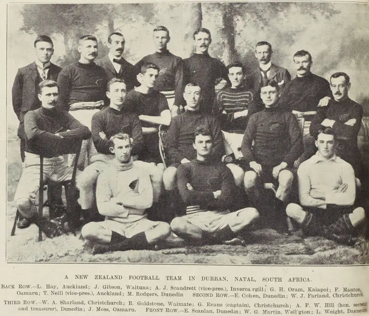 A New Zealand football team in Durban, Natal, South Africa