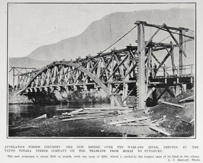 Auckland's Timber Industry: The new bridge over the Waikato River