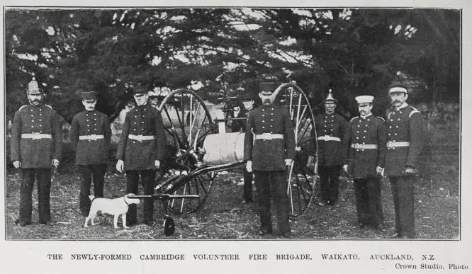 THE NEWLY-FORMED CAMBRIDGE VOLUNTEER FIRE BRIGADE, WAIKATO, AUCKLAND, N.Z.