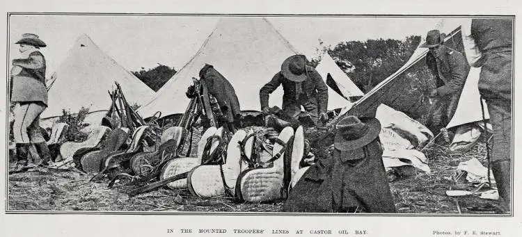 IN THE MOUNTED TROOPERS' LINES AT CASTOR OIL BAY