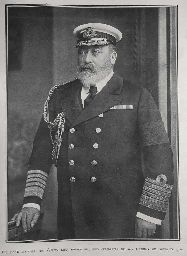 THE KING'S BIRTHDAY: HIS MAJESTY KING EDWARD VII., WHO CELEBRATED HIS 66TH BIRTHDAY ON NOVEMBER 9, 1907