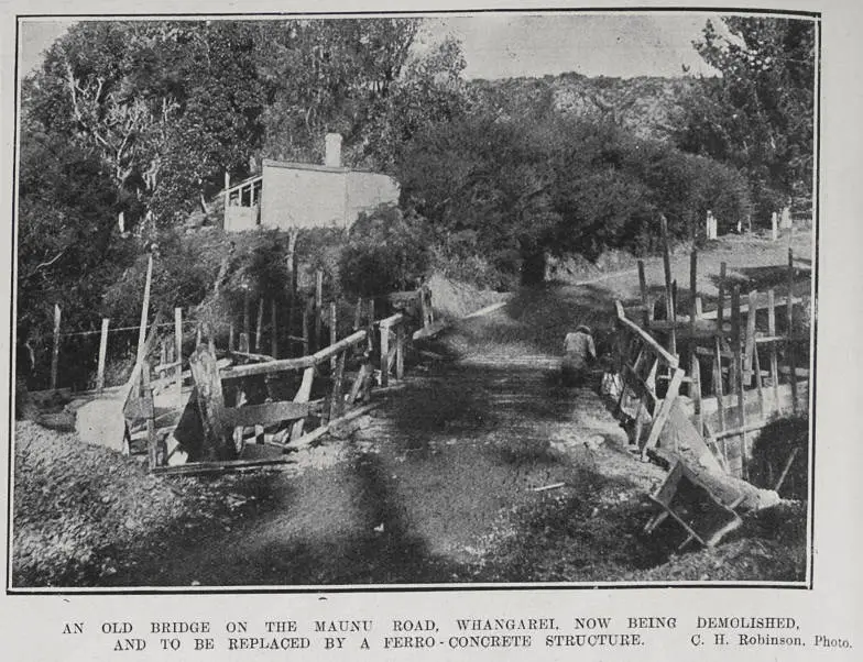 Black Bridge on Maunu Road, Whangarei in course of demolition