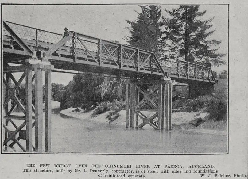 THE NEW BRIDGE OVER THE OHINEMURI RIVER AT PAEROA, AUCKLAND