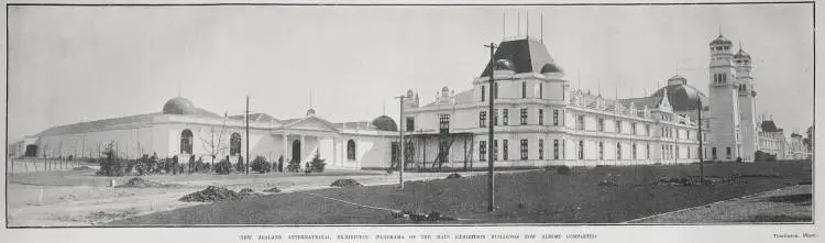 NEW ZEALAND INTERNATIONAL EXHIBITON: PANORAMA OF THE MAIN EXHIBITION BUILDINGS NOW ALMOST COMPLETED