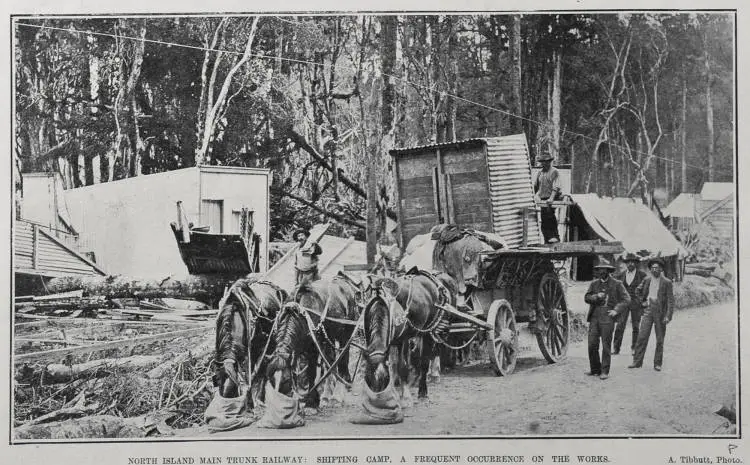 NORTH ISLAND MAIN TRUNK RAILWAY: SHIFTING CAMP, A FREQUENT OCCURRENCE ON THE WORKS