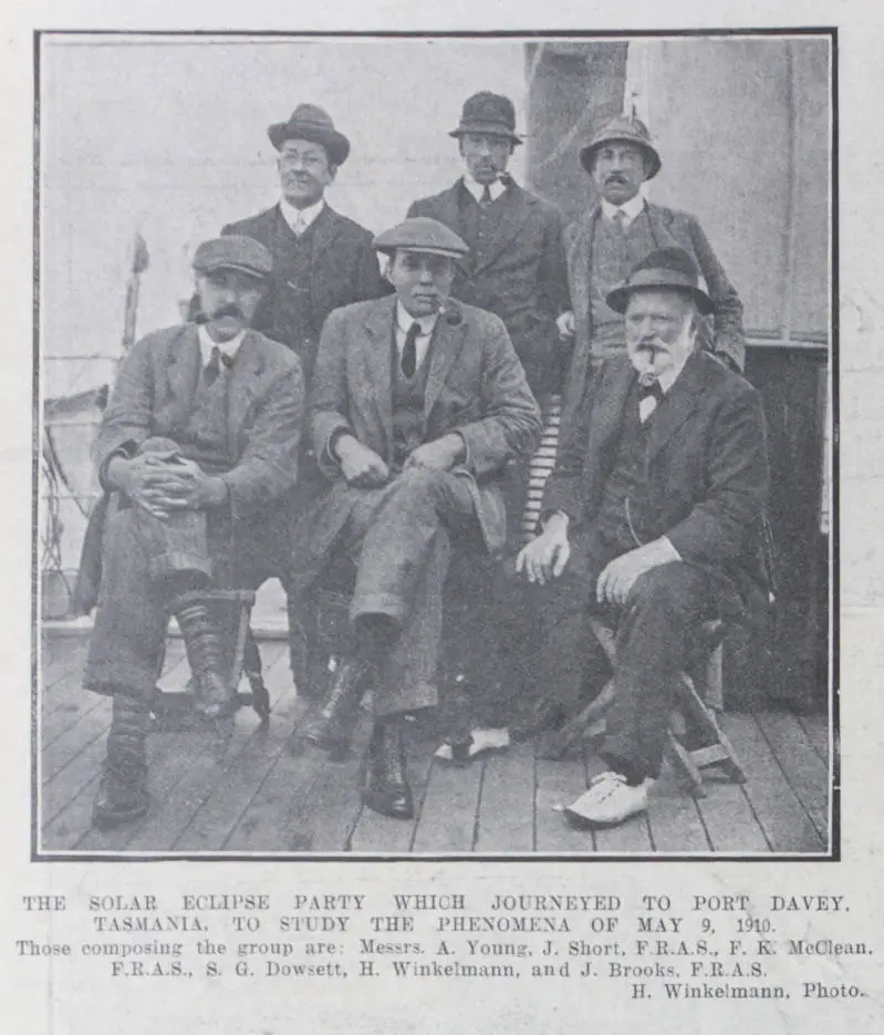 The solar eclipse party which journeyed to Port Davey, Tasmania to study the phenomena on May 9 1910