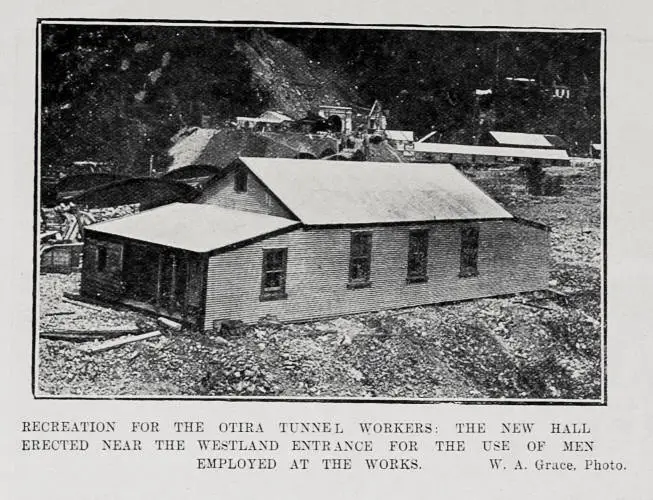 Recreation For The Otira Tunnel Workers The New Hall Erected Near The Westland Entrance For The Use Of Men Employed At The Works