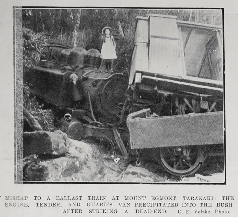 Mishap to a ballast train at Mount Egmont, Taranaki