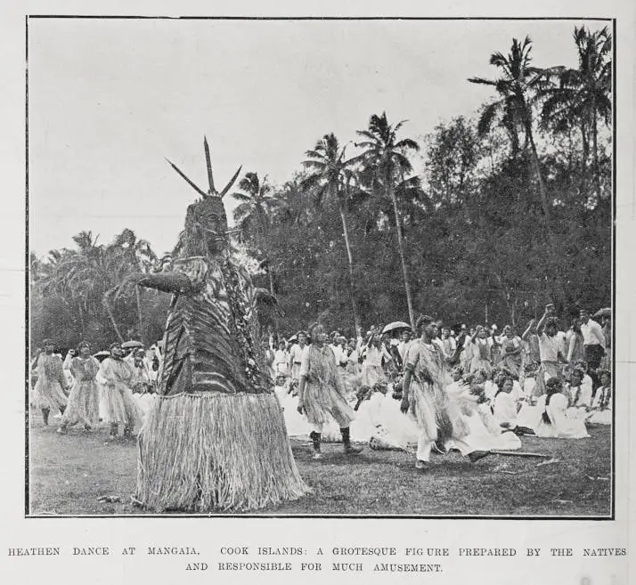 Heathen dance at Mangaia, Cook Islands
