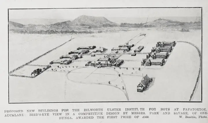 The proposed new buildings for the Dilworth Ulster Institute for boys at Papatoetoe, Auckland