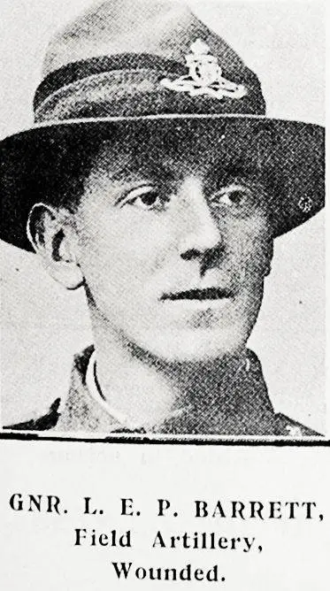 Gunner L. E. P. Barrett, Field Artillery, wounded
