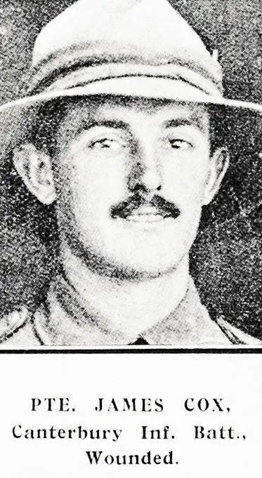 Private James Cox, Canterbury Infantry Battalion, wounded