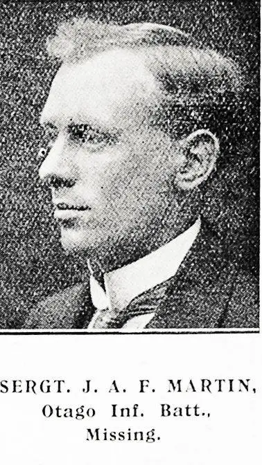 Sergeant J. A. F. Martin, Otago Infantry Battalion, missing