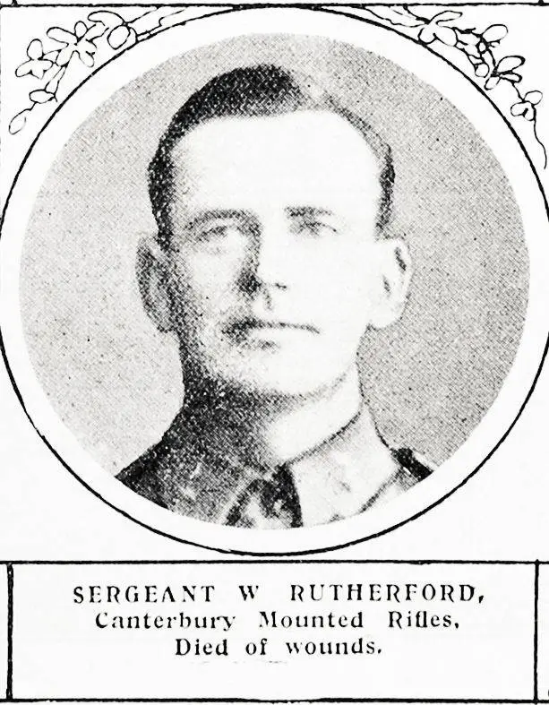 Sergeant W Rutherford, Canterbury Mounted Rifles, died of wounds