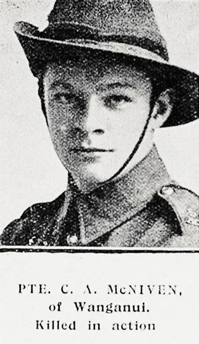 Pte C A McNiven of Wanganui, killed in action