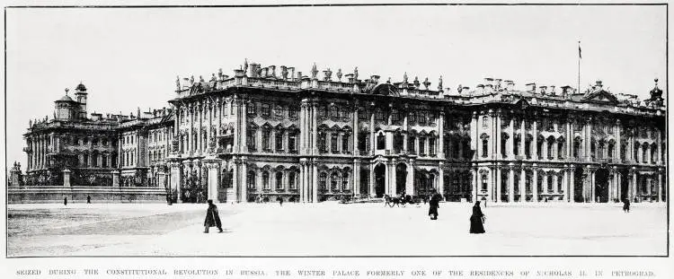 Seized during the constitutional revolution in Russia: the Winter Palace formerly one of the residences of Nicholas II in Petrograd