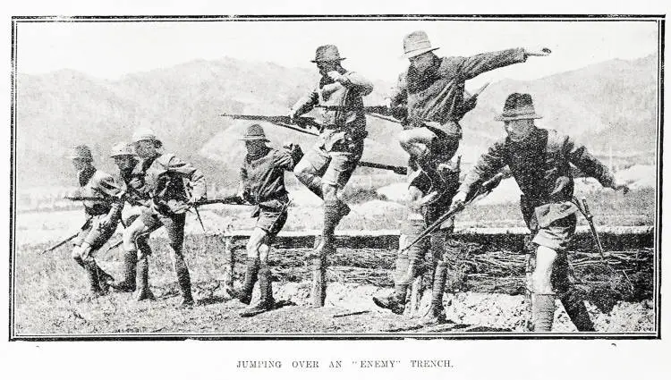 Jumping over an 'enemy' trench