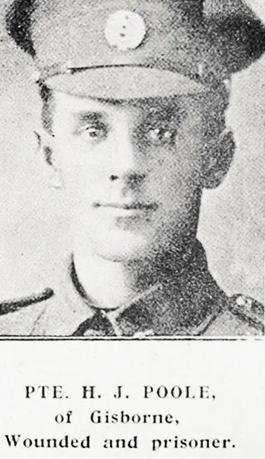 Pte H J Poole of Gisborne, wounded and prisoner