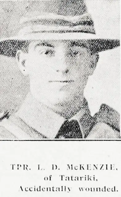 Tpr L D McKenzie of Tatariki, accidentally wounded