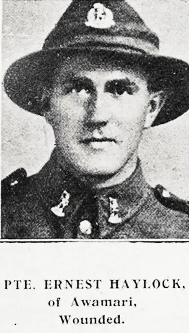 Pte Ernest Haylock of Awamari, wounded