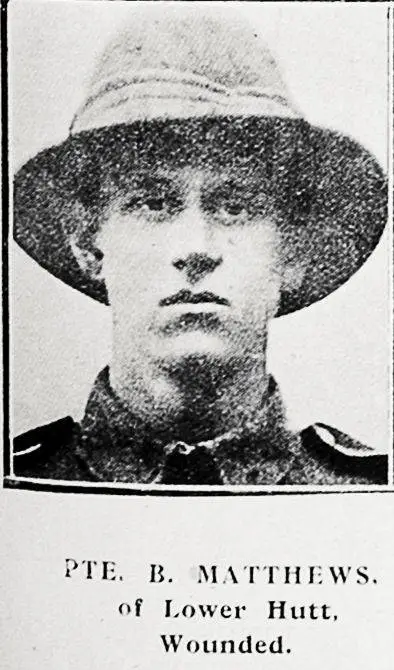 Pte B Matthews of Lower Hutt, wounded