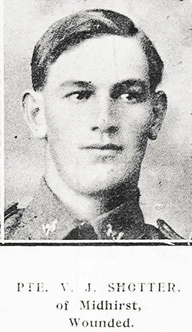 Pte V J Shotter of Midhirst, wounded