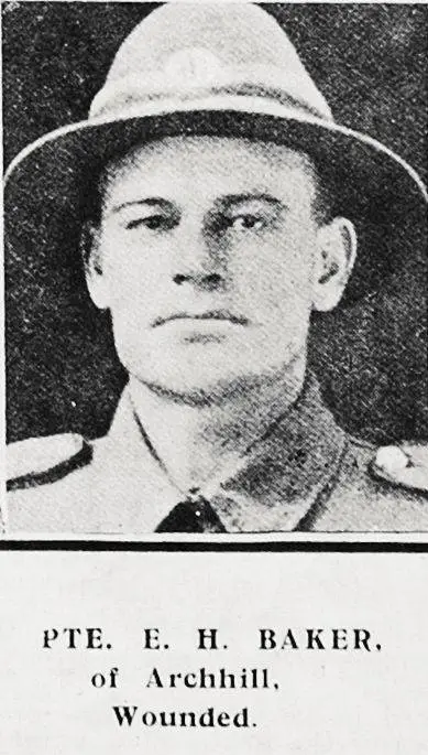 Pte. E. H. Baker, of Archhill, Wounded