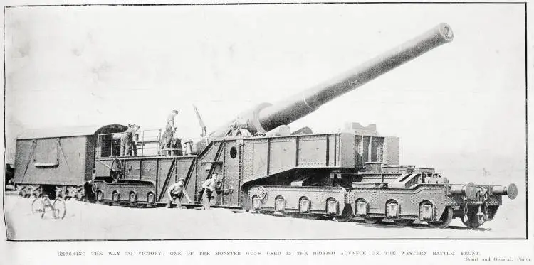 Smashing the way to victory: one of the monster guns used in the British advance on the western battle front