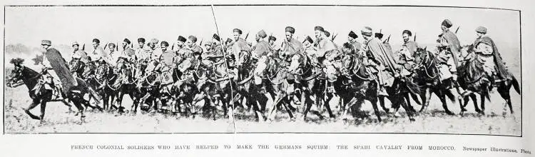 French colonial soldiers who have helped to make the Germans squirm: the spahi cavalry from Morocco