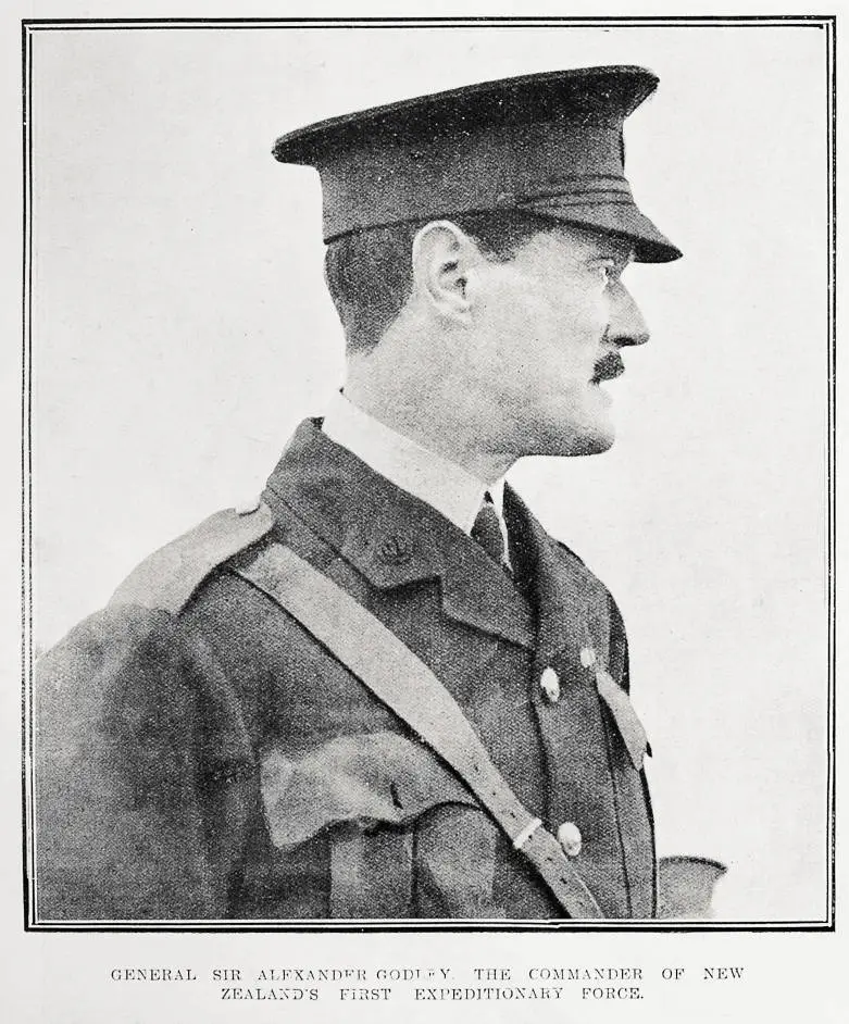 General Sir Alexander Godley, the commander of New Zealand's first expeditionary force