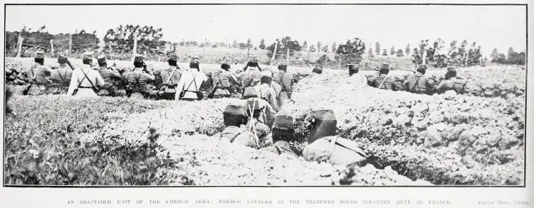 An adaptable unit of the French army: French cavalry in the trenches doing infantry duty in France