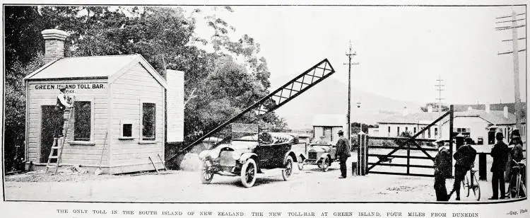 The only toll in the south island of New Zealand: the new toll-bar at Green Island, four miles from Dunedin