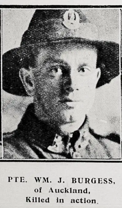 Pte Wm J Burgess of Auckland, killed in action