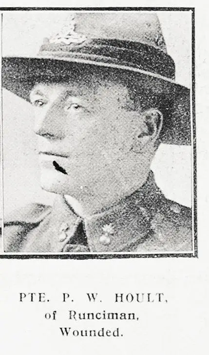 Pte P W Hoult of Runciman, wounded