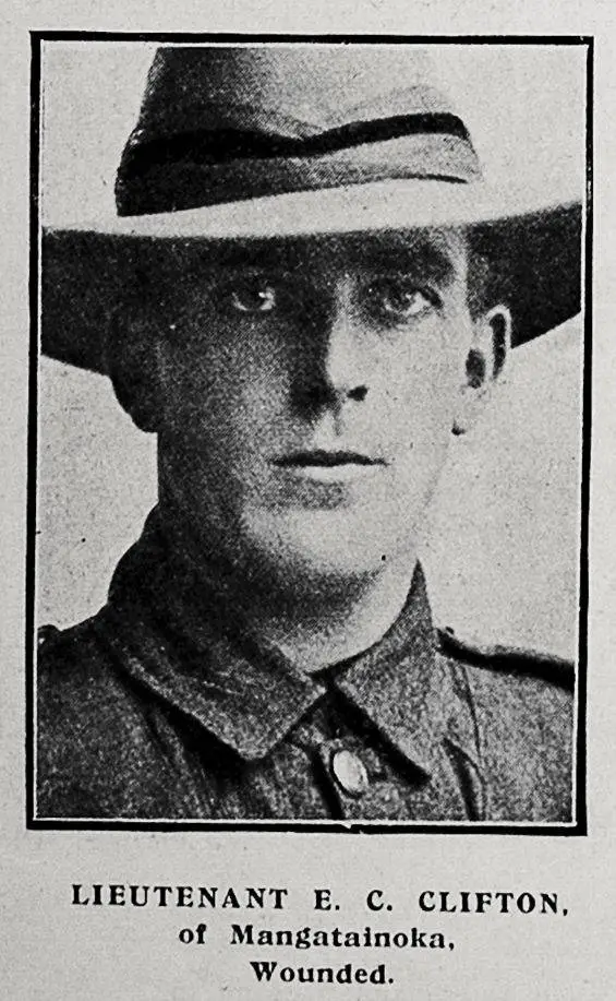 Lieutenant E C Clifton of Mangatainoka, wounded