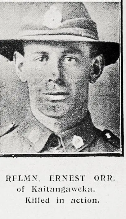 Rflmn Ernest Orr of Kaitangaweka, killed in action