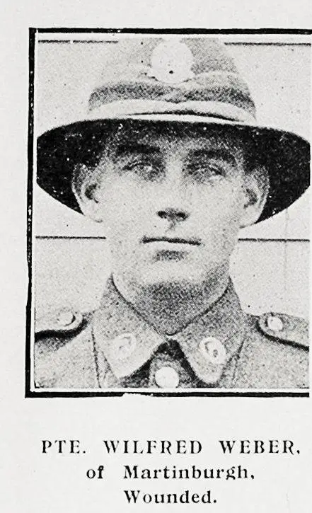 Pte Wilfred Weber of Martinborough, wounded