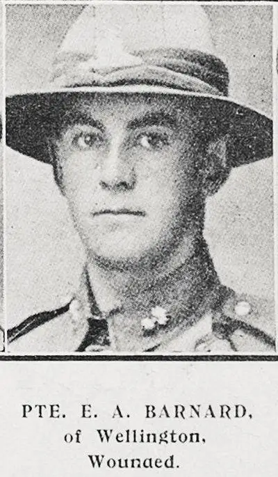 Pte E A Barnard of Wellington, wounded