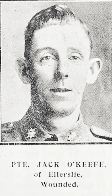 Pte Jack O'Keefe of Ellerslie, wounded