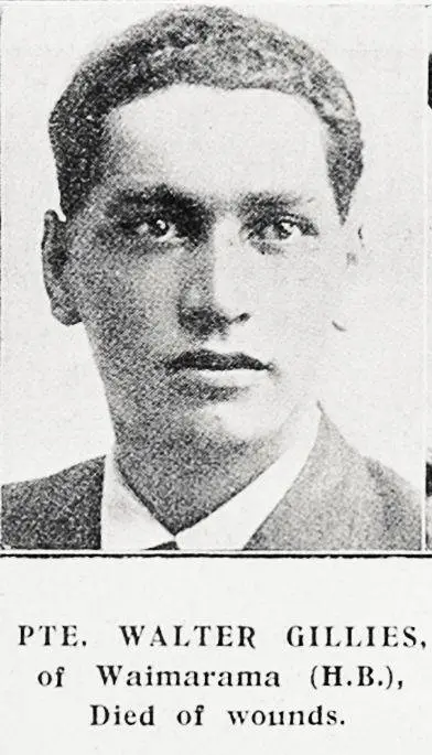 Pte Walter Gillies of Waimarama (H B), died of wounds