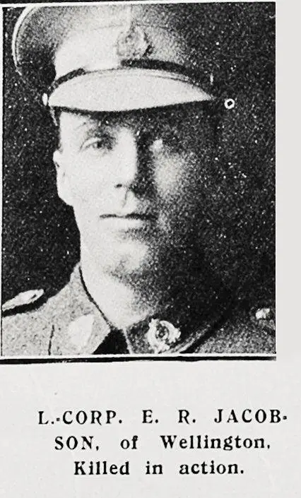 L Corp E R Jacobson of Wellington, killed in action