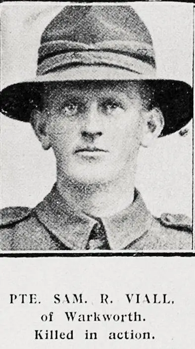 Pte Sam R Viall of Warkworth. Killed in action