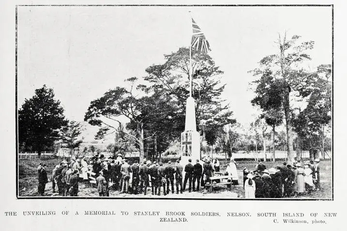The unveiling of a memorial to Stanley Brook soldiers, Nelson, South Island of New Zealand