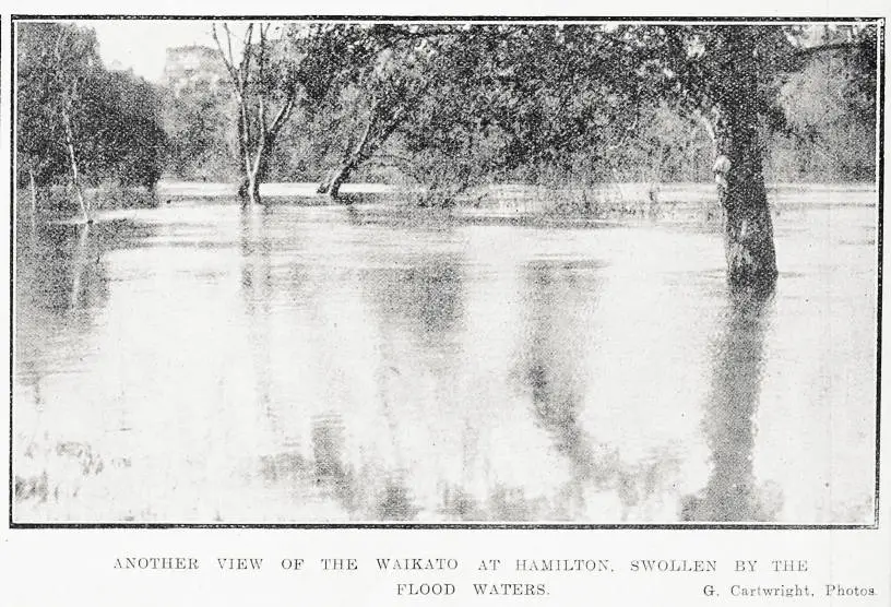 Another view of the Waikato at Hamilton. swollen by the flood waters