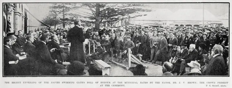 The unveiling of the Napier Swimming Club's Roll of Honour
